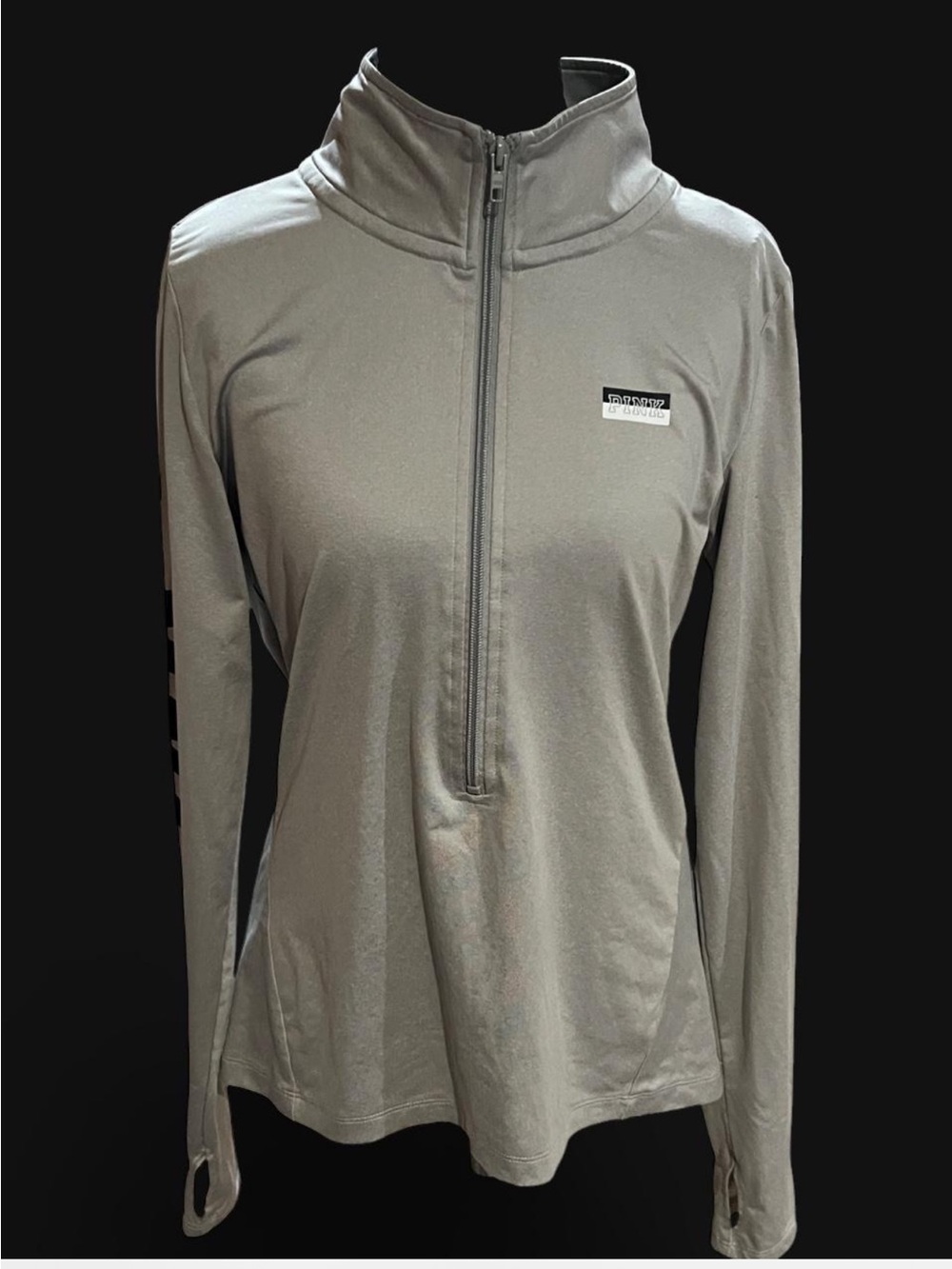 PINK Victoria's Secret Light Gray Quarter-Zip Long Sleeve Top